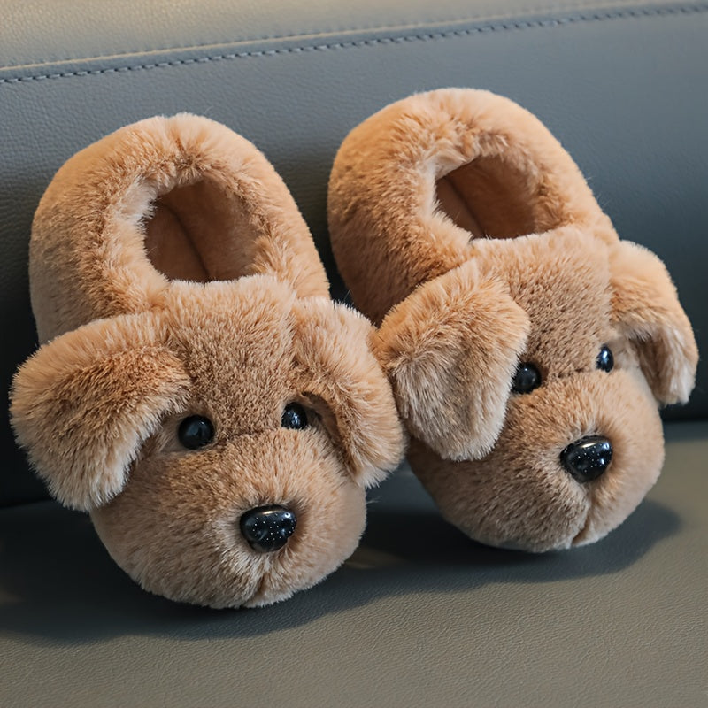 PuppyPaws Dog Slippers – Kids Warm Plush Non-Slip House Shoes