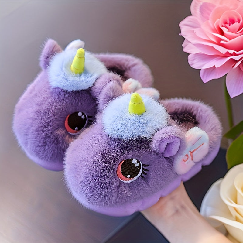 UniCozy Unicorn Slippers – Girls Plush Non-Slip House Shoes