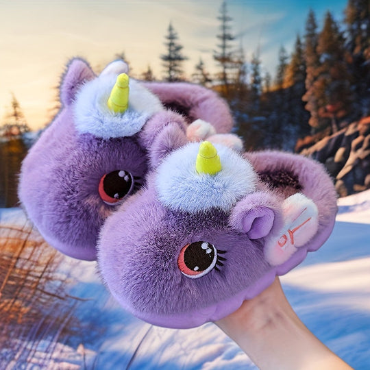 UniCozy Unicorn Slippers – Girls Plush Non-Slip House Shoes
