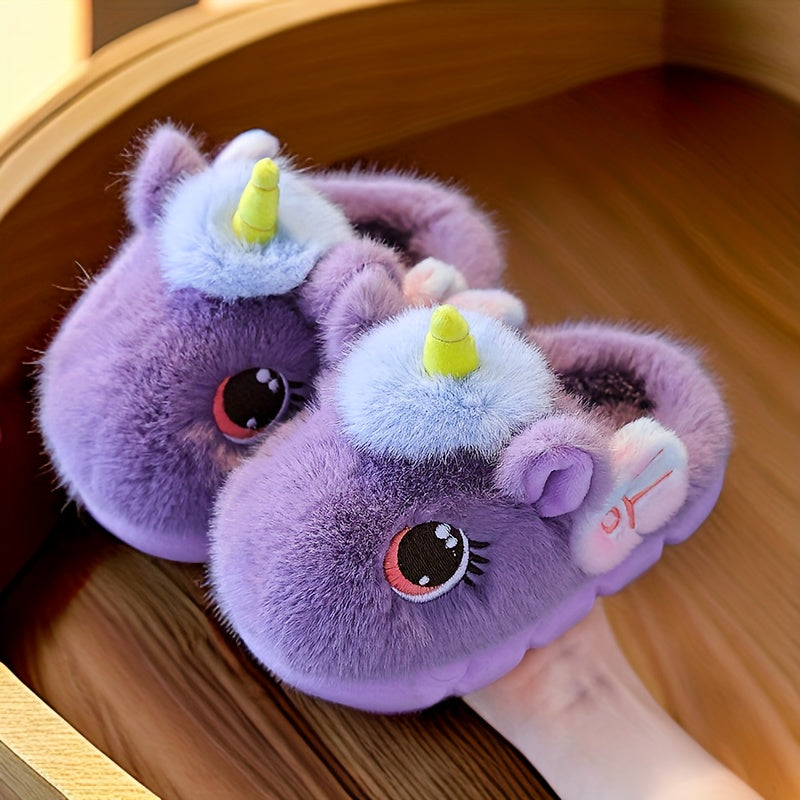 UniCozy Unicorn Slippers – Girls Plush Non-Slip House Shoes