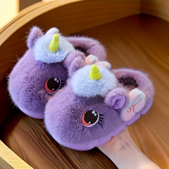 UniCozy Unicorn Slippers – Girls Plush Non-Slip House Shoes