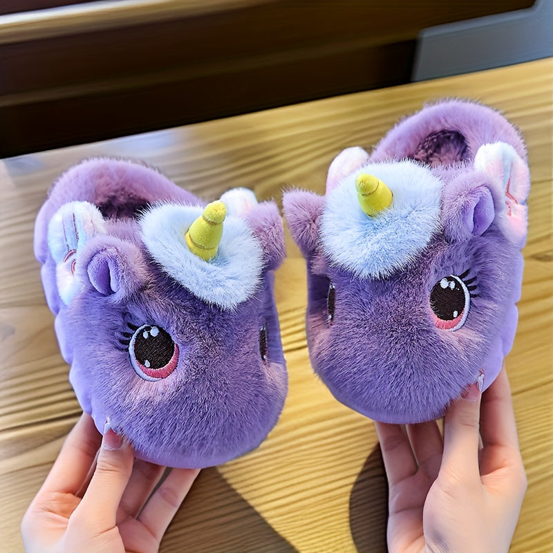UniCozy Unicorn Slippers – Girls Plush Non-Slip House Shoes