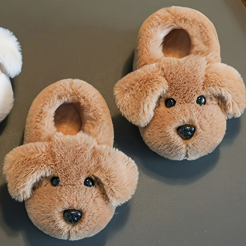 PuppyPaws Dog Slippers – Kids Warm Plush Non-Slip House Shoes