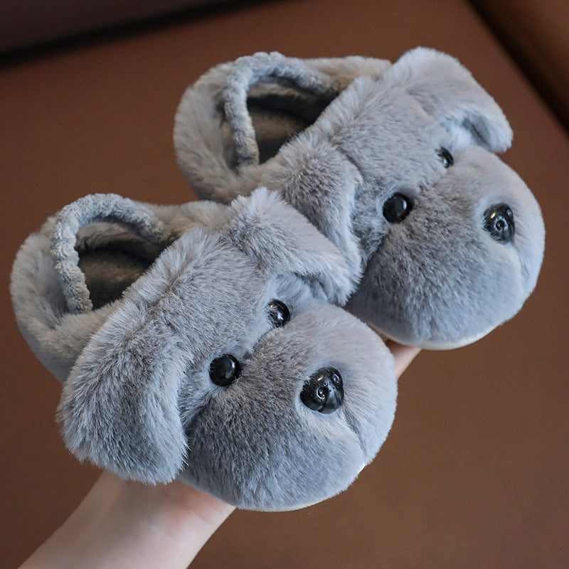 FluffyPup Puppy Slippers – Toddler Plush Non-Slip House Shoes