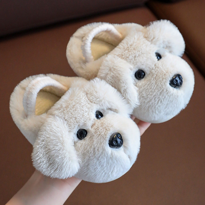 FluffyPup Puppy Slippers – Toddler Plush Non-Slip House Shoes