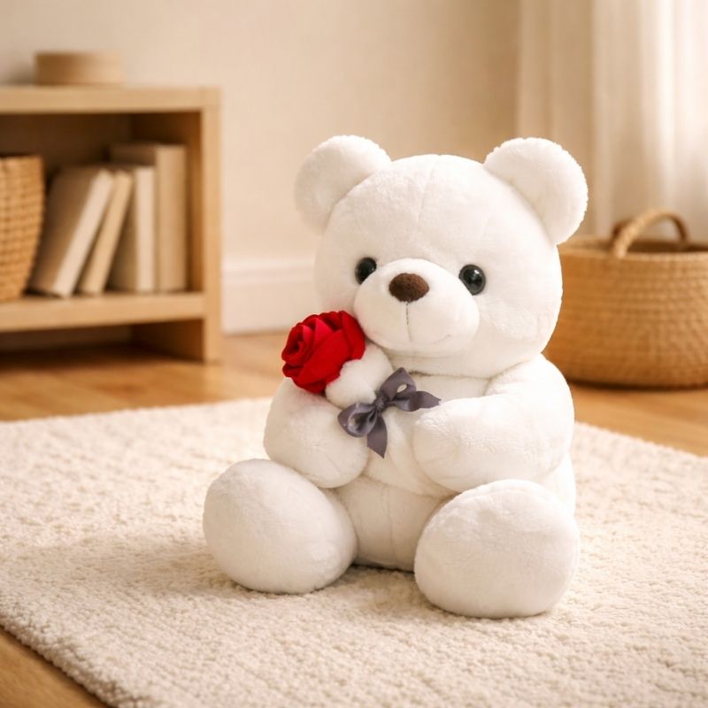 Juliana — White Rose Bear (23cm)