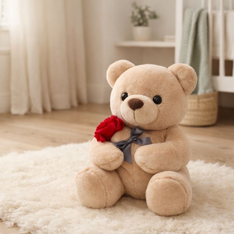 Lavinia — Brown Rose Bear (23cm)