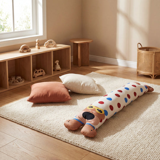 Orin Polka Dog Bolster Plush Toy — Soft Stuffed Animal Kids